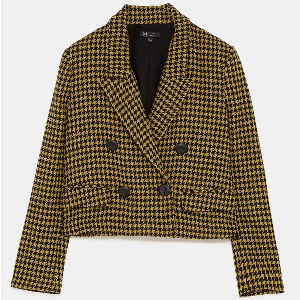 Zara Houndstooth blazer, yellow